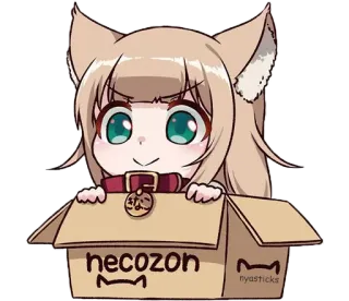 🤩 672b584a necozon nyasticks Anime, Manga, Catgirl, Kawaii, Neko, Box, Süß whatsapp sticker
