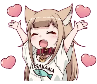🥰 71732190 OSAKANA Katzenmädchen, süß, Anime, Osakana, Nyasticks, Herzen whatsapp sticker
