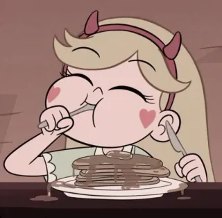 😆 11c7cbb5 Star Butterfly Star vs. the Forces of Evil cartoon, character, eating, pancakes, breakfast, star butterfly telegram sticker