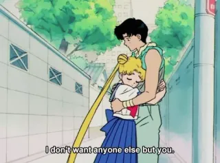 🖤 52103f19 Sailor Moon I don't want anyone else but you. anime, romance, hug, couple, love, affection telegram sticker