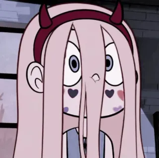 😶 5a05004a Star Butterfly Star vs. the Forces of Evil cartoon character, animated, purple, devil horns, hearts, anime telegram sticker