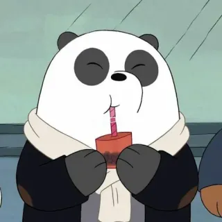 😚 68e2276c Panda We Bare Bears panda, cute, cartoon, drink, we bare bears telegram sticker