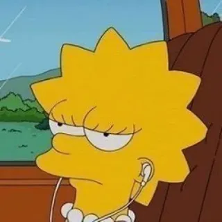 😒 74f0be84 Lisa Simpson The Simpsons cartoon, simpsons, lisa, bored, earphones telegram sticker