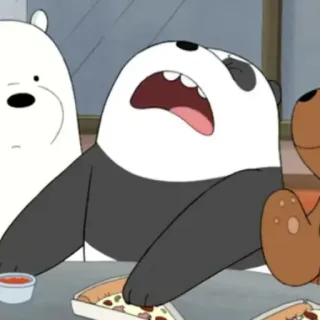 😩 a28d5bf3 Panda We Bare Bears cartoon, panda, pizza, eating, we bare bears telegram sticker