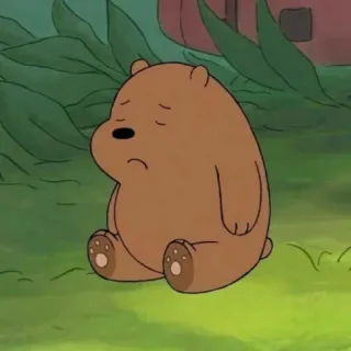 😔 ab076625 Grizzly Bear We Bare Bears cartoon, bear, cute, sad, Grizzly Bear, We Bare Bears telegram sticker