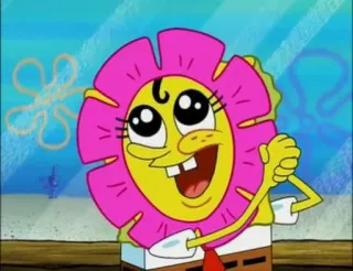☺ d0767877 Spongebob Spongebob Squarepants Spongebob, cartoon, character, flower, funny, cute telegram sticker