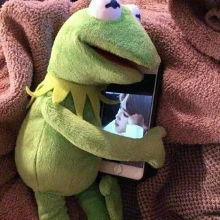 😆 d1fce7b6 Kermit Kermit the Frog, Muppet, phone, toy, stuffed animal, green telegram sticker