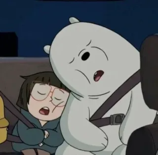 😴 d88a16d6 Ice Bear We Bare Bears cartoon, animation, bear, character, ice bear, sleepy, driving telegram sticker