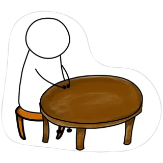 🤔 32b7bf26 monigote, mesa, silla, sentado, minimalista, dibujo animado whatsapp sticker