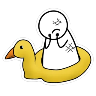 😕 6a1bfee7 pegatina, pato, triste, dibujos animados, herido whatsapp sticker