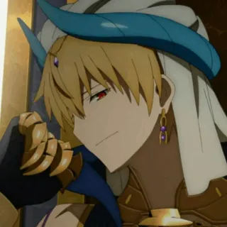 ✨ f6bd7de4 Gilgamesh Anime, Charakter, golden, Krone, König whatsapp sticker