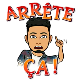 😒 091e1bbf ARRÊTE
ÇA! Bitmoji, การ์ตูน, ผู้ชาย, หยุด, ระวัง telegram sticker