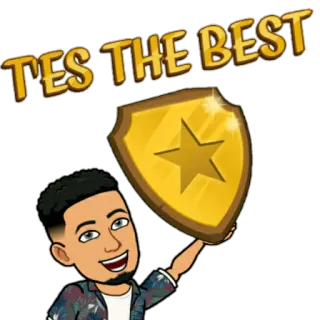 💪 4b949df1 T'ES THE BEST Bitmoji, รางวัล, โล่, ดีที่สุด, การ์ตูน, ตัวละคร telegram sticker