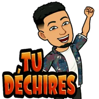 💪 fe5e6072 TU DÉCHIRES Bitmoji, การ์ตูน, เฉลิมฉลอง, ภาษาฝรั่งเศส, คุณเจ๋ง, ความสำเร็จ telegram sticker