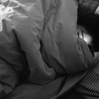 ⛓️ 99df61b6 bed, sleep, blanket, resting, indoors, person, grayscale whatsapp sticker