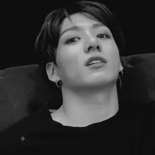 ⛓️ f650becf Jungkook Jungkook, K-pop, BTS, singer, black and white whatsapp sticker