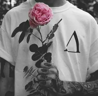 🌸 72c6b33e hoa hồng, hoa, hình xăm, cánh tay, bàn tay, tối giản, hình tam giác, áo thun telegram sticker