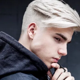 😐 9af34bc7 nam, người, chân dung, thanh niên, kiểu tóc, áo hoodie, tóc trắng telegram sticker