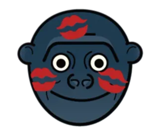 🦍 5a688702 动物, 猴子, 亲吻, 嘴唇, 卡通, 脸 telegram sticker