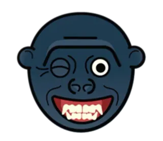 🦍 9610fda2 猴子, 猿, 眨眼, 卡通, 动物, 脸 telegram sticker