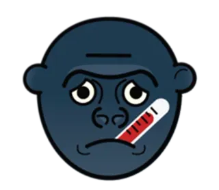 🦍 c66ae535 大猩猩, 表情符号, 生病, 温度计, 猿, 动物 telegram sticker