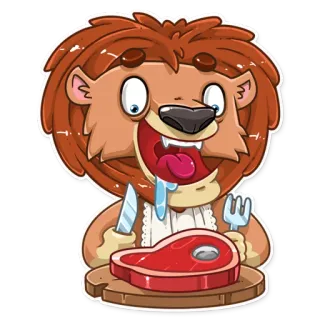 🍖 1b3b6018 león, filete, dibujo animado, animal, comida, hambriento telegram sticker