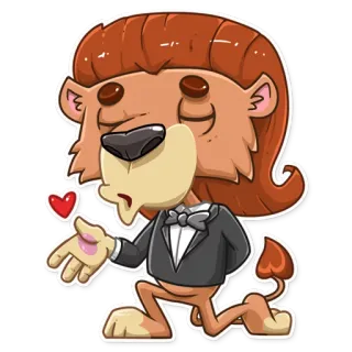 😘 40922713 león, dibujos animados, amor, traje, gesto telegram sticker