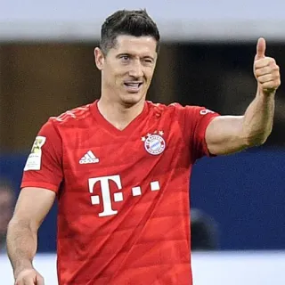 👍 6afd1f89 Robert Lewandowski sepak bola, pemain bola, atlet, jempol, Bayern Munich, Lewandowski telegram sticker