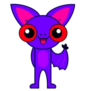 👋 220eef39 nietoperz, zwierzę, kreskówka, słodki, fioletowy, ssak latający, naklejka, kawaii telegram sticker