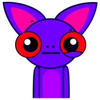 😐 352603c6 Kreskówka, Postać, Zwierzę, Fioletowy, Słodki, Oczy telegram sticker