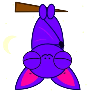 🛏 cb9d4f42 nietoperz, kreskówka, zwierzę, halloween, noc, śpiący telegram sticker