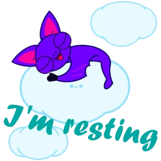 🤤 e738cbbb I'm resting Kreskówka, Chmura, Zwierzę, Odpoczynek, Słodki telegram sticker