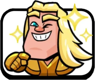 😉 9981c9dd clash royale, gouden ridder, glimlach, personage, spel telegram sticker