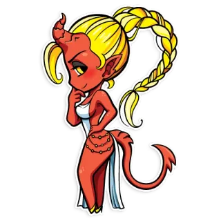 😏 0c732bc8 iblis, setan, kartun, imut, fantasi, stiker telegram sticker