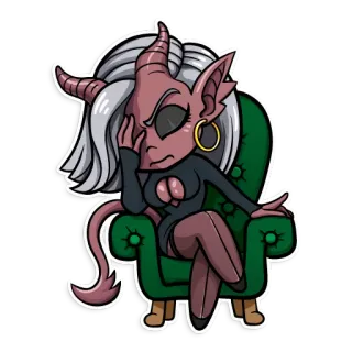 🤦‍♀️ 0f59e952 iblis, setan, monster, horor, fantasi, kursi, duduk telegram sticker
