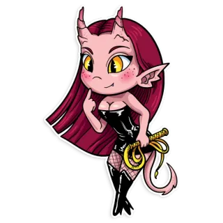 🤔 156b74b7 iblis, seksi, tanduk, setan, jahat, kartun telegram sticker