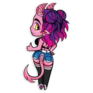 👍 1aa7b961 iblis, kartun, chibi, fantasi, tanduk, ekor, lucu telegram sticker