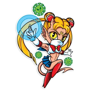 😷 7b3c641c Anime, Sailor Moon, Coronavirus, Masker, Iblis, Pandemi telegram sticker