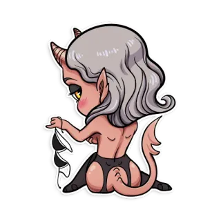 🔞 d8a11fd4 iblis, succubus, kartun, stiker, setan, tanduk, ekor telegram sticker