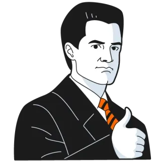 👍 62300077 pollice in su, uomo d'affari, abito, positivo, approvazione telegram sticker