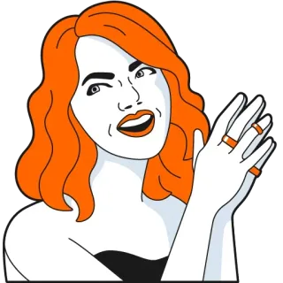 😅 646355db donna, applauso, capelli arancioni, applausi, persona telegram sticker