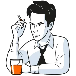 🚬 74e028a4 uomo, fumare, sigaretta, bevanda, cravatta, alcol telegram sticker