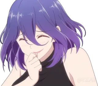 😂 736d70cd Anime, Frau, Lächeln, Fröhlich, Violette Haare telegram sticker