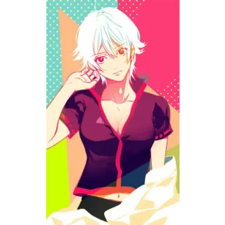 👸 a87fa0b8 애니메이션, 여자, 흰 머리, 빨간 눈, 만화 telegram sticker