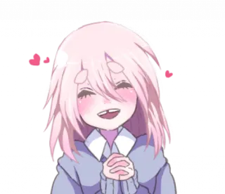 😊 0f85d564 Anime, Carino, Cuori, Kawaii, Capelli rosa telegram sticker