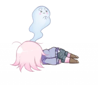 😪 383d6e43 fantasma, triste, anime, ragazza, chibi, carino telegram sticker