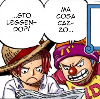 🤨 d498b35a Shanks One Piece ...STO LEGGENDO?! MA COSA CAZZO... 애니메이션, 원피스, 샹크스, 버기 telegram sticker