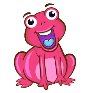 🐸 8c026d25 개구리, 분홍색, 만화, 동물, 귀여운, 행복한, 양서류 whatsapp sticker