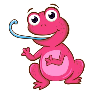 🐸 97d700c4 개구리, 만화, 분홍색, 동물, 귀여운, 양서류 whatsapp sticker