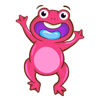 🐸 fe4780b3 개구리, 분홍색, 만화, 행복한, 동물, 귀여운, 양서류 whatsapp sticker